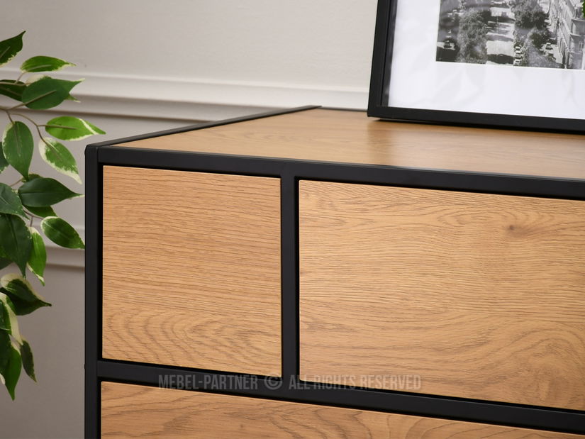 Comodă Soren Kom (stejar + negru)