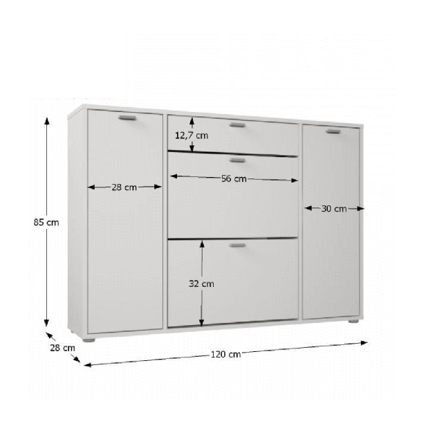 Cipőtároló (cipősszekrény) Anabell (fehér)