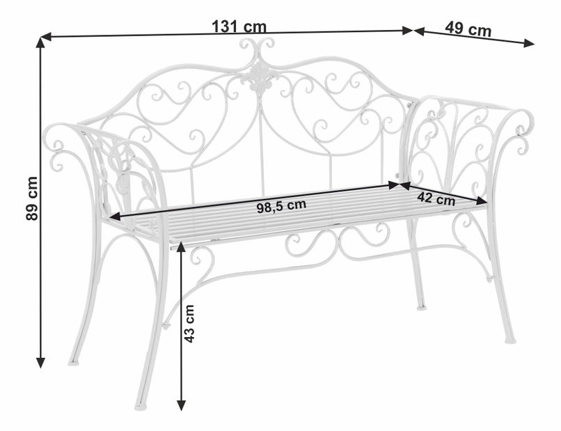 Záhradná lavička Entalia (biela) *bazár