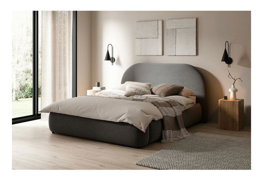Manželská posteľ 140 cm Olivo P (s roštom) (s úl. priestorom) (sivočierna svetlejšia + čierna)