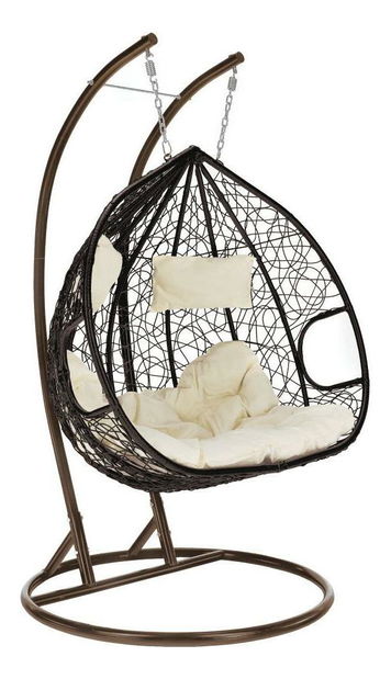 Fotoliu suspendat Dalvoa 2 (cupru + maro + crem) 