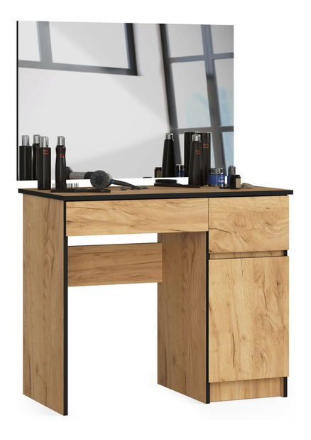 Toaletni stolić Parijat (hrast craft) (s ogledalom) (D)