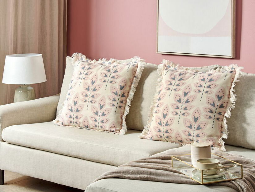 Sada 2 ozdobných vankúšov 60 x 60 cm Rude (béžová)