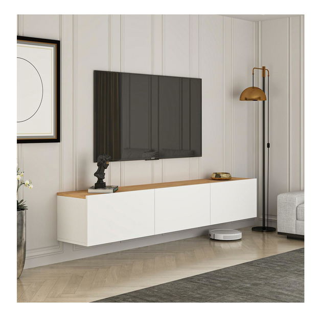 Masă TV/Dulap Westham (Alb + Pin atlantic) 