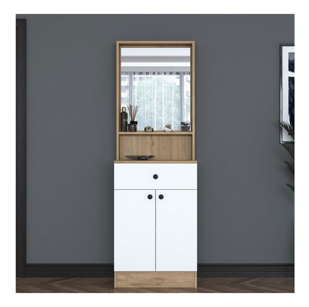 Mobilier hol Pixie 6 (nuc + alb) (cu oglindă)