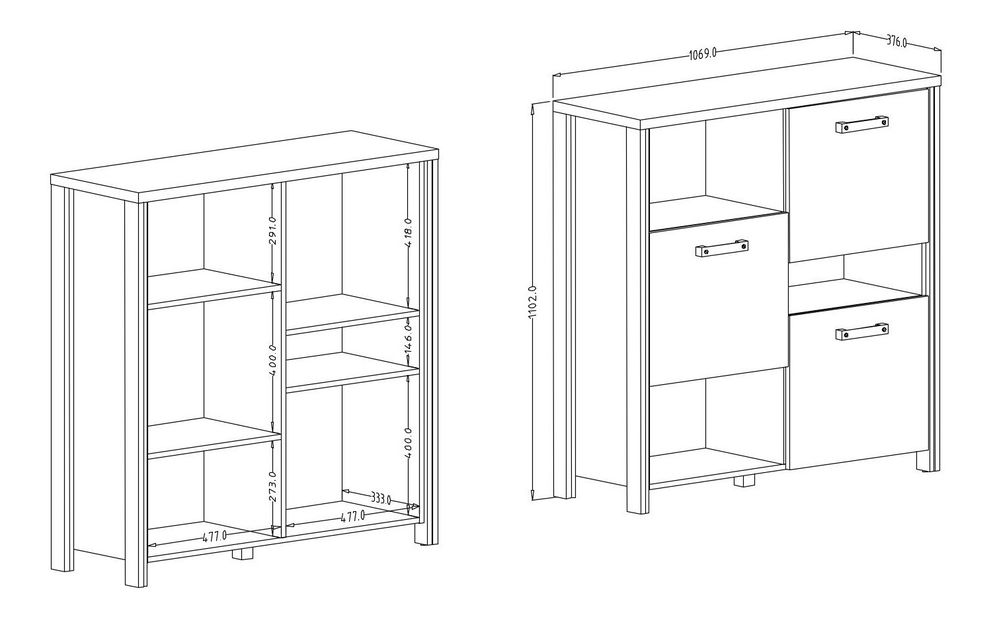 Komoda Buena Typ 45 (old style + tmavé drevo)