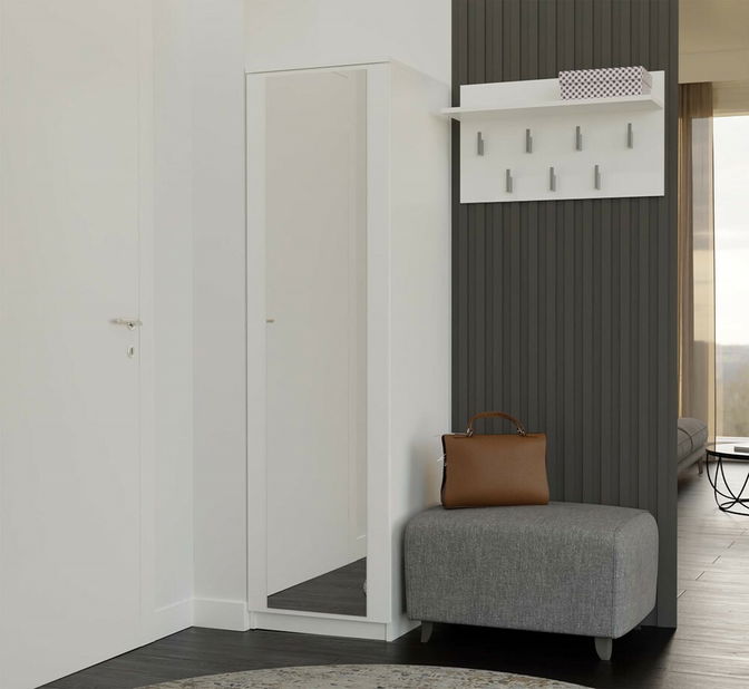 Šatníková skriňa Musecalo 2 (biela) (so zrkadlom)