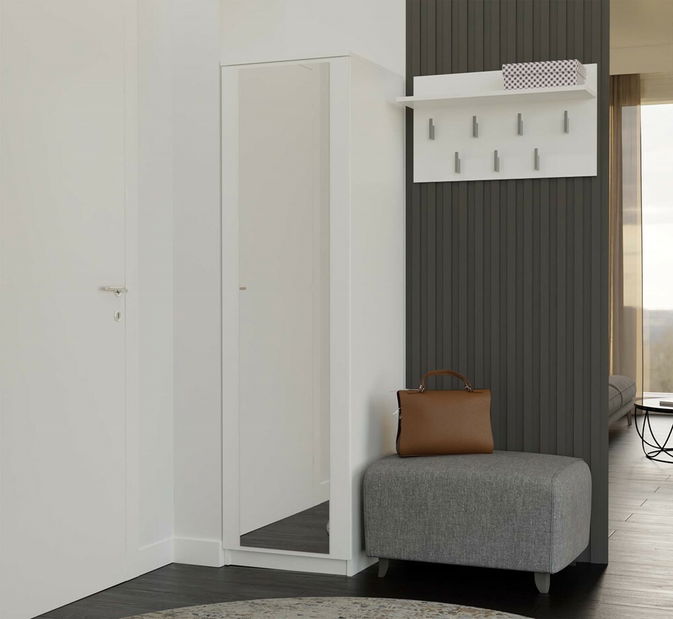 Dulap de haine Musecalo 2 (alb) (cu oglindă)