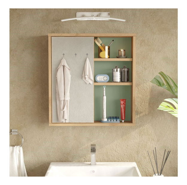 Fürdőszoba szekrény Nammy (tölgy + zöld) 