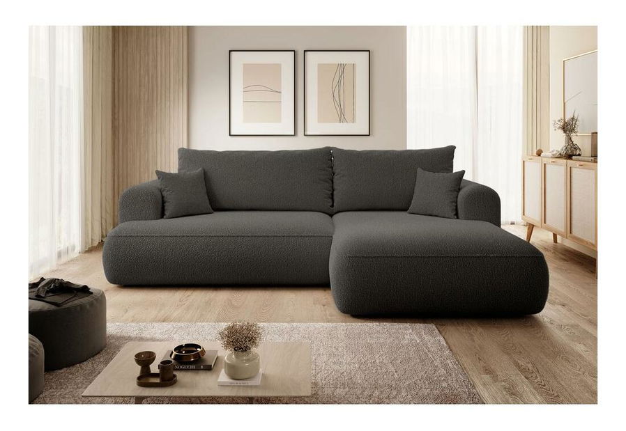 Sarokkanapé Olivo I (J) (sötétszürke + fekete)