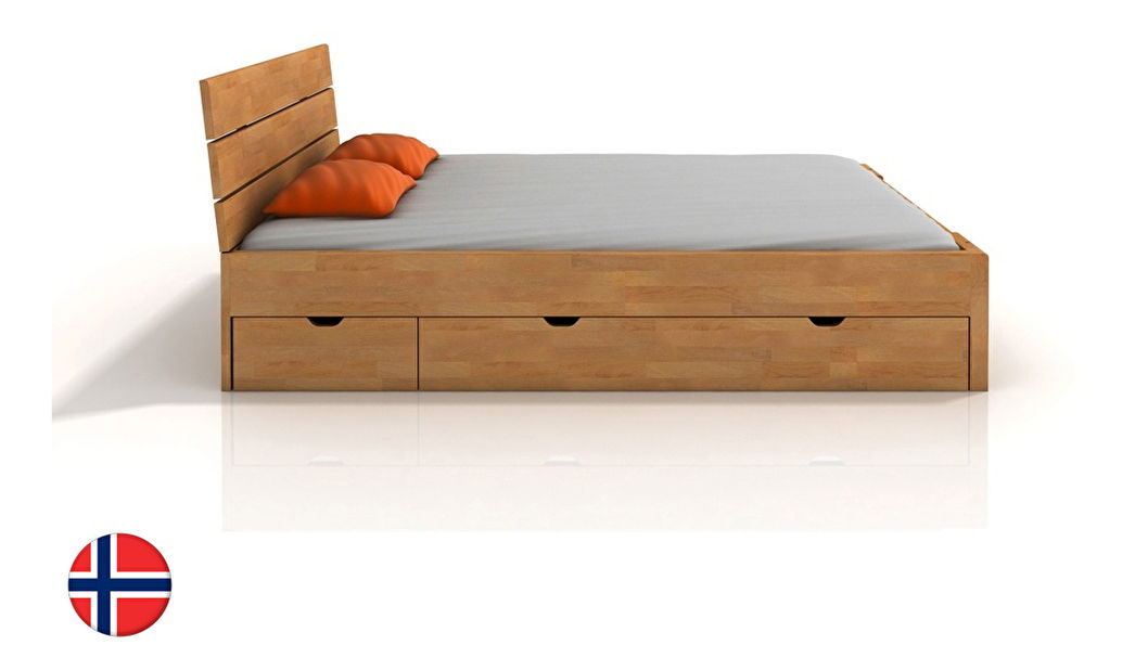 Manželská posteľ 140 cm Naturlig Tosen High Drawers (buk) (s roštom)