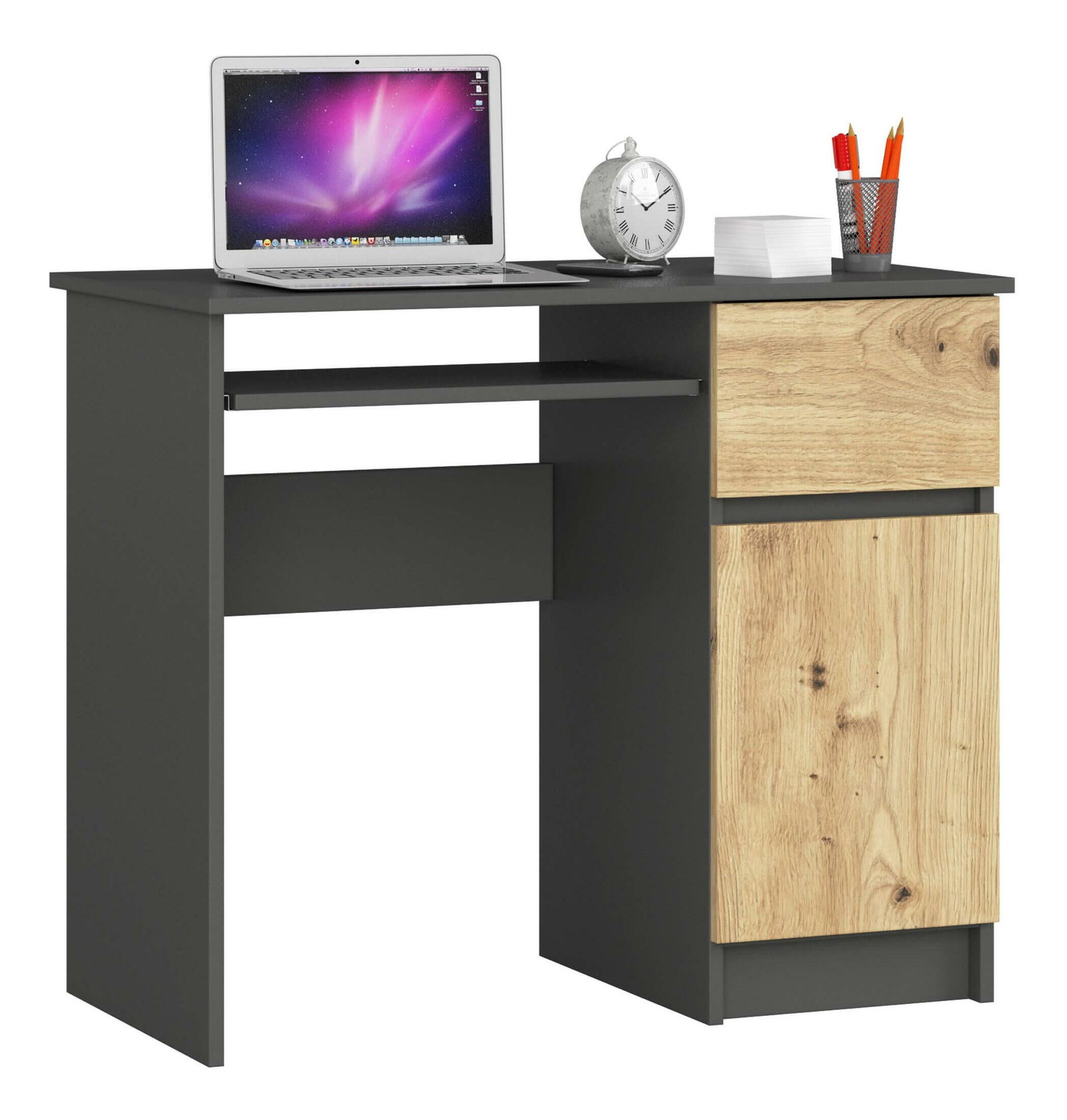 PC asztal Bhaskar (szürke + artisan tölgy) (J)