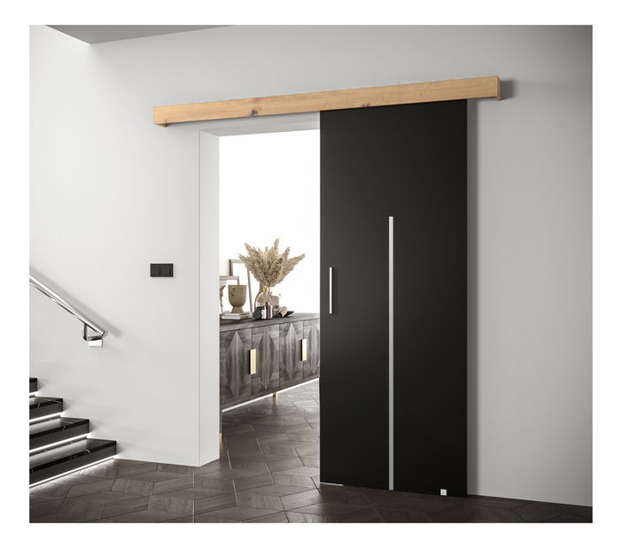 Klizna vrata 90 cm Sharlene X (crna mat + hrast artisan + srebrna)
