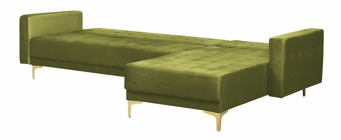 Kutna garnitura s tabureom Aberde (baršunasto zelena) (L)