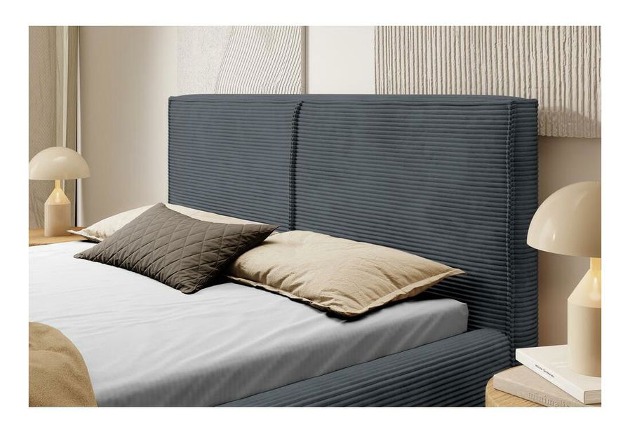 Franciaágy 140 cm Fatime (ágyráccsal) (tárolóhellyel) (szürke + fekete) 