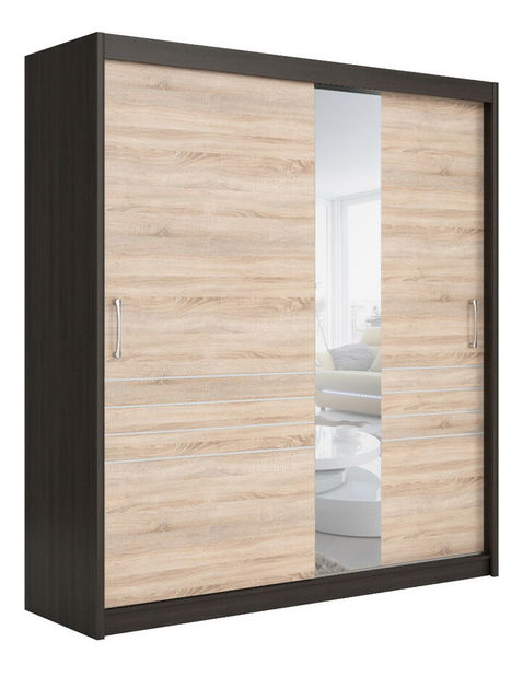 Šatníková skriňa BRW Elda F38/200/32 (wenge + dub sonoma)