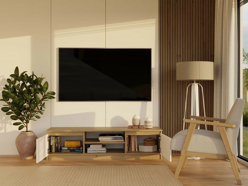 TV skrinka Musecalo 140 (dub artisan + biela)