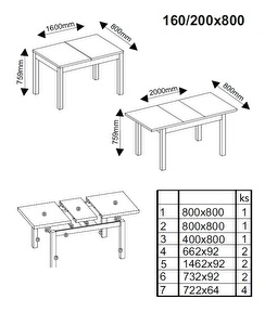 Masă de sufragerie 160-200 cm Alene (stejar sonoma) (pentru 6 8 persoane)