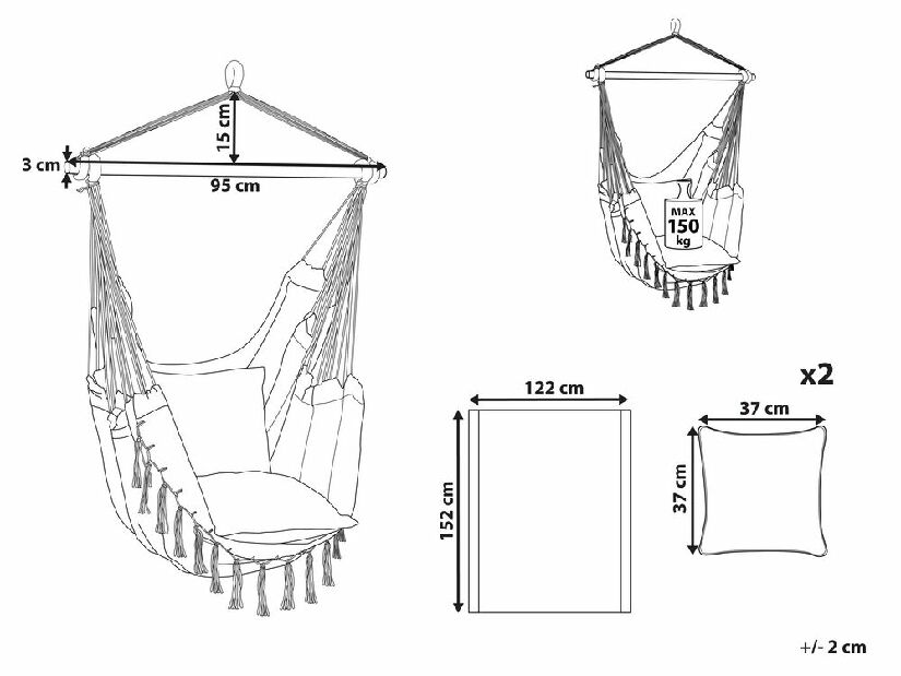 Fotoliu suspendat Blythe (gri)