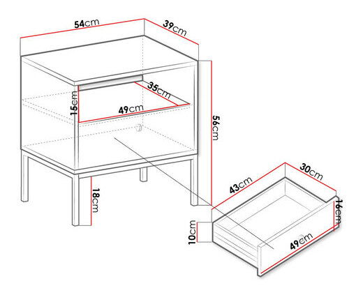 Nočný stolík Persephone TS54 (bordová)