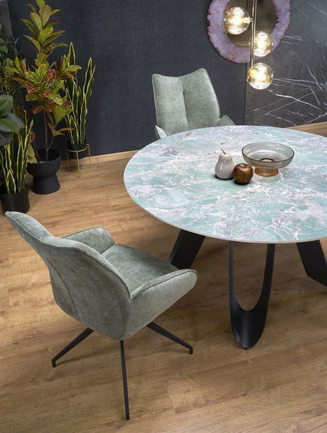 Blagovaonski stol Giacomo (zeleni mramor + crna) (za 4 osobe)