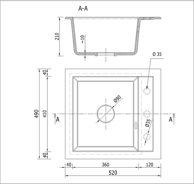 Kuchynský drez Borodus (sivá) (bez otvoru pre batériu)