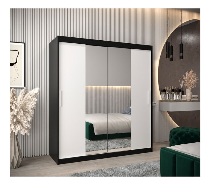 Ruhásszekrény 180 cm Toki 1 (matt fekete + matt fehér)