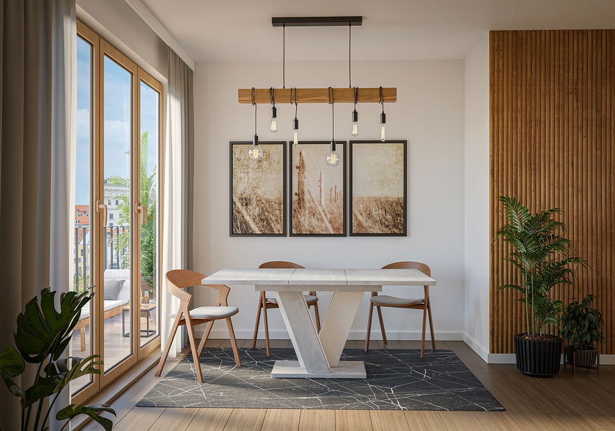 Blagovaonski stol Venag (svijetlosiva + bijela) (za 4 do 6 osoba)