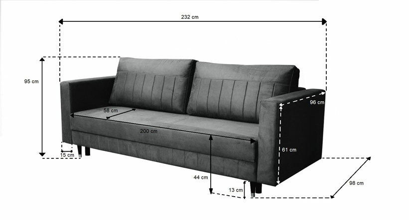 Pohovka trojsedačka Brande (tmavosivá)