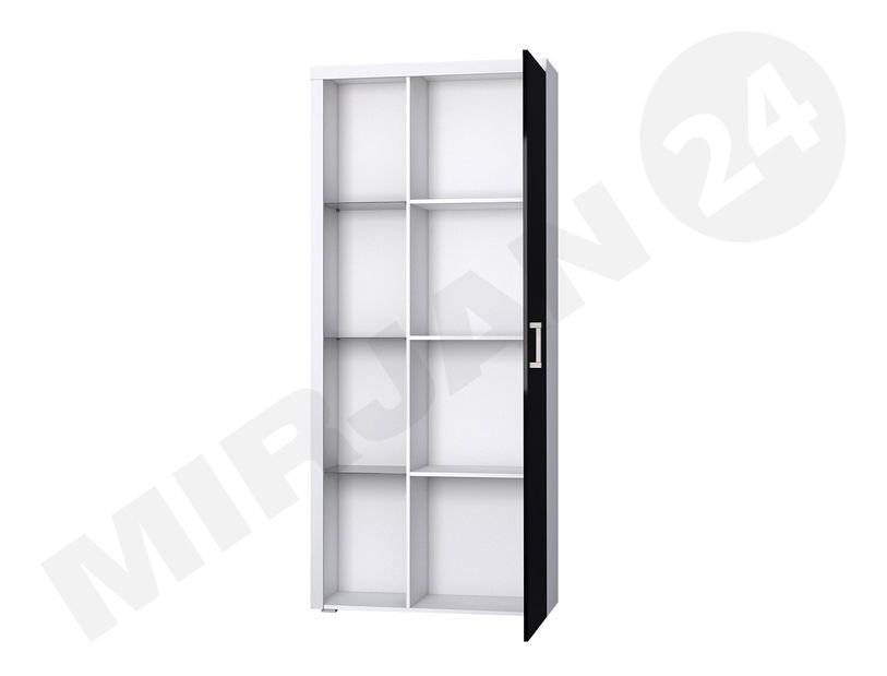 Dulap cu rafturi Magnolia MA2 (Alb + Negru lucios ) (iluminat LED Albastru)