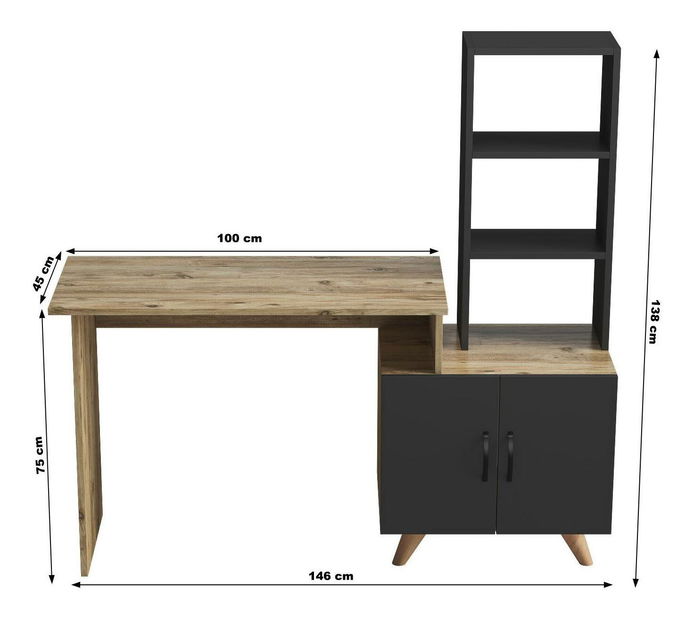 PC stolík Dipomi (antracit + borovica atlantická) 