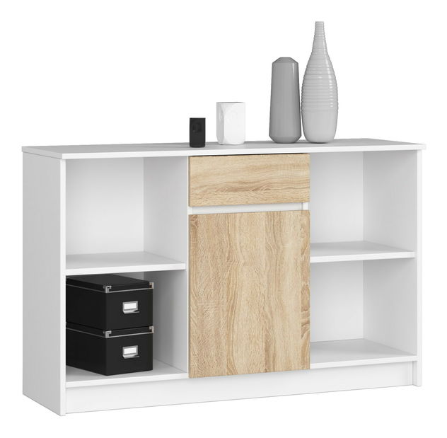 Komoda Briar (biela + dub sonoma)