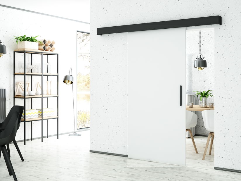 Posuvné dvere 90 cm Louis I (biela + čierna matná + čierna matná)