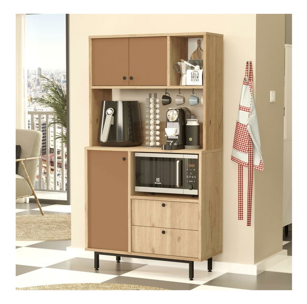 Dulap cu rafturi Rebutia 3 (stejar + cărămiziu)