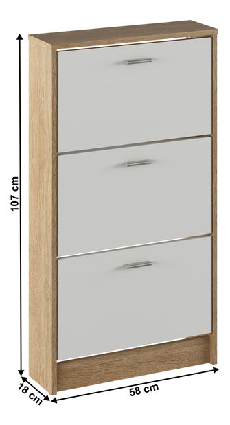 Cipőtároló (cipősszekrény) Mobby 13 (szonoma tölgy + fehér)