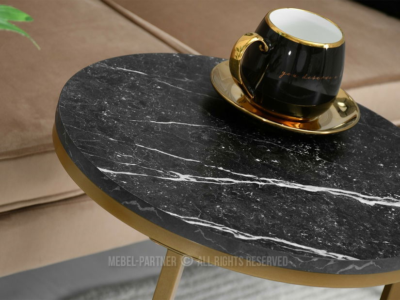 Dohányzóasztal Corden (fekete márvány + arany)