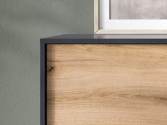 Comodă cu sertare Nina NKSZ104 (Negru + stejar evoke)