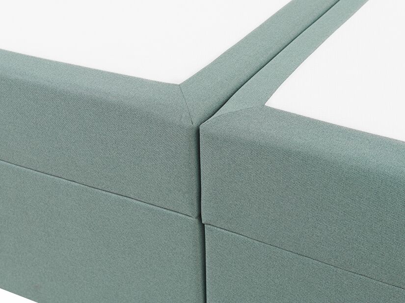 Manželská posteľ Boxspring 160 cm SENNOR (s matracmi a úl. priestorom) (svetlozelená)
