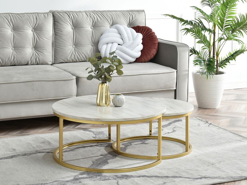 Konferenčný stolík Kolja Zest Xl (béžová + zlatá)