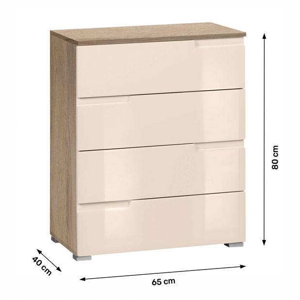 Fiókos komód Merissa typ 4 (krém + sonoma tölgy)