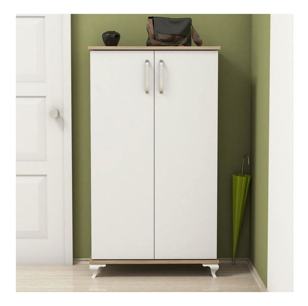 Skrinka na topánky Arnie (orech + biela)