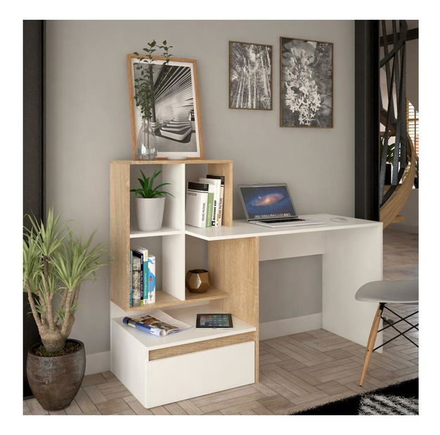 PC stolík Eugenika (biela + dub sonoma)