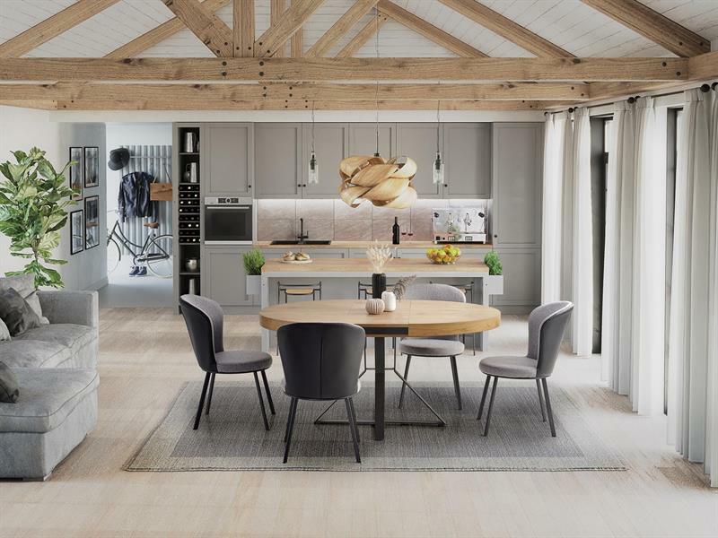 Blagovaonski stol na razvlačenje 120-160 cm Markus (hrast zlatni + crna) (za 4 do 6 osoba)