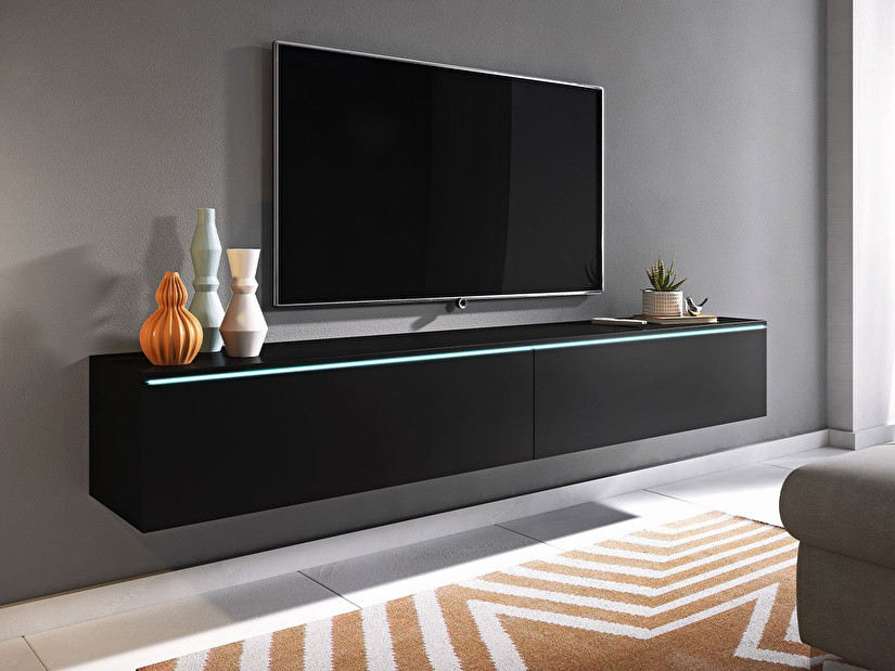 TV stolić/ormarić Dilune 180 (crna grafit) (bijela led rasvjeta)