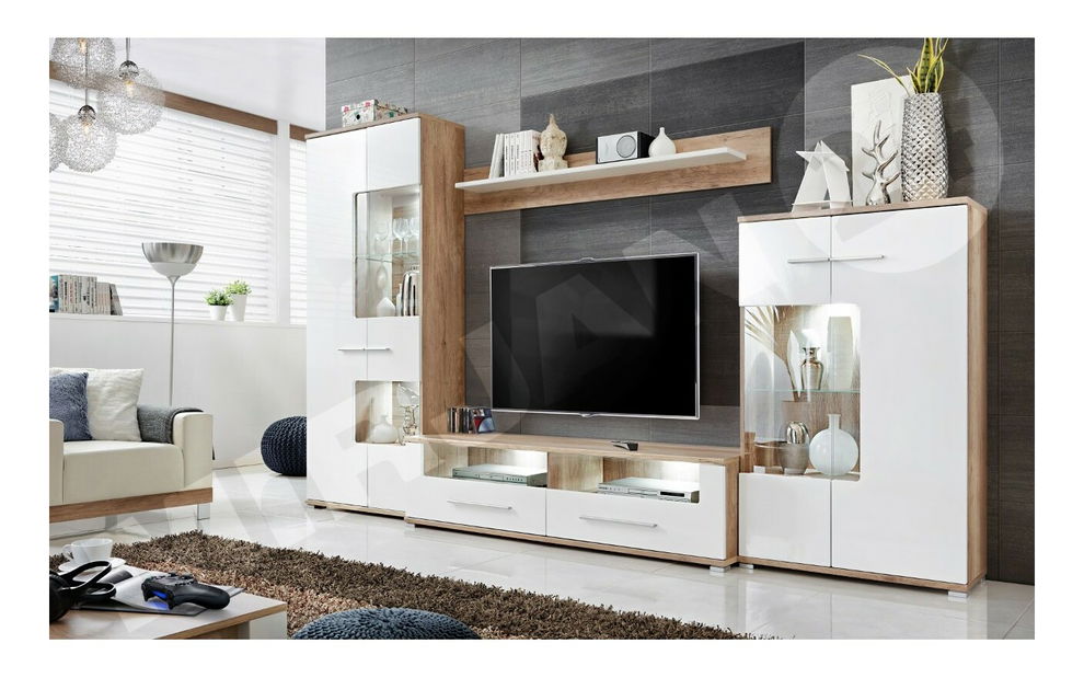 Mobilier living Solange III (stejar monument + Alb lucios )