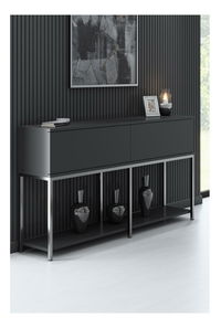 Konzolový stolík Vibubi 1 (antracit + strieborná) 