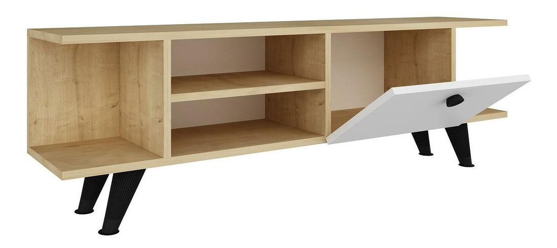 Masă TV/Dulap Napiku (stejar + alb) 