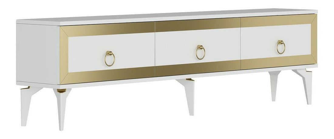 Masă TV/Dulap Muvuta 2 (alb + auriu) 