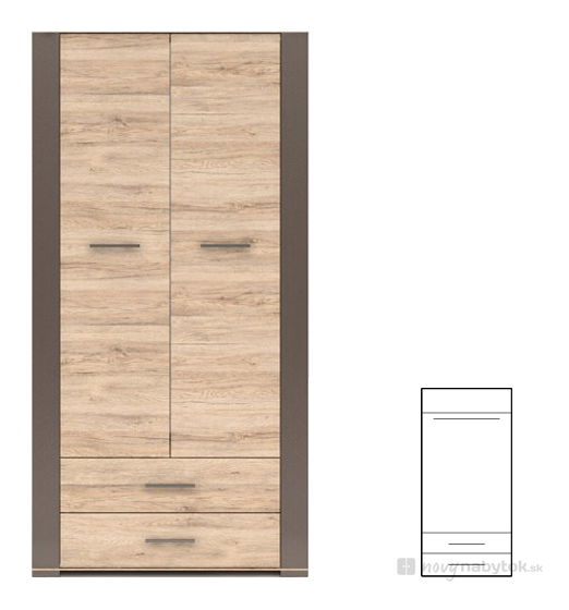 Šatníková skriňa BRW Rosti SZF2D2S