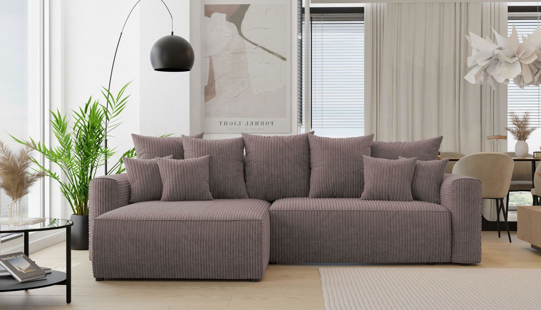 Rohová sedačka Baria (L) (tmavohnedá)